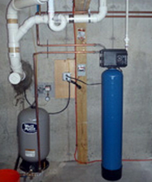 Blue and Gray Water Softener