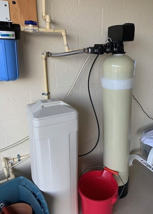 Beige and White Water Softener