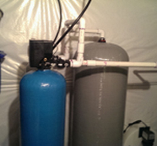 Blue and Gray Water Softener