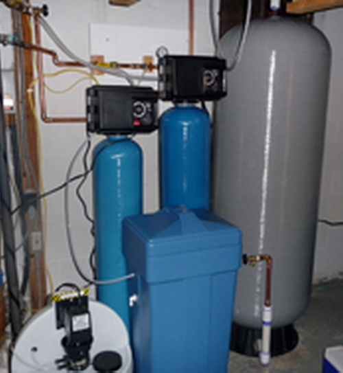 Blue and Gray Water Softener