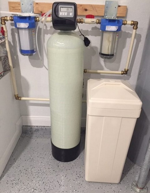 White and Beige Water Softener